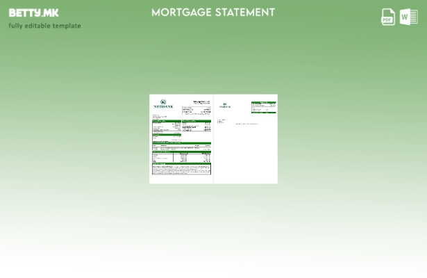 модерен стил Јужна Африка Недбанк изјава за хипотека во шаблон формати Word и PD